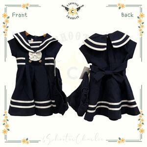 NWT Jessica Ann Baby Girl's Sailor Dress Set Size 18 Months Navy Blue White